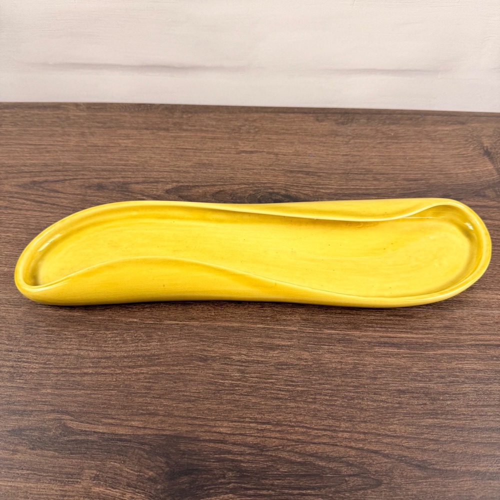 Russel Wright Steubenville American Modern Chartreuse Celery Canoe Tray MCM